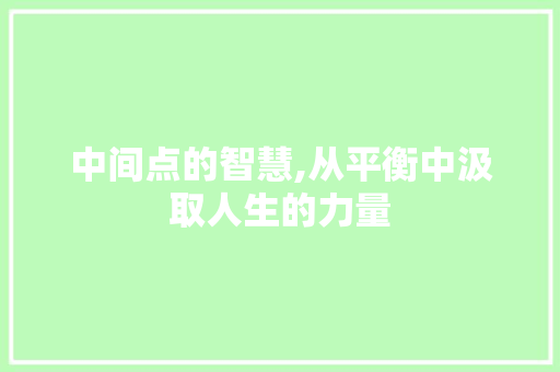 中间点的智慧,从平衡中汲取人生的力量 职场范文