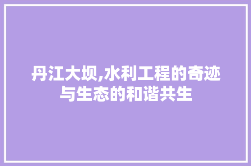 丹江大坝,水利工程的奇迹与生态的和谐共生