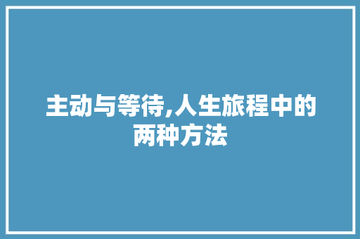 主动与等待,人生旅程中的两种方法