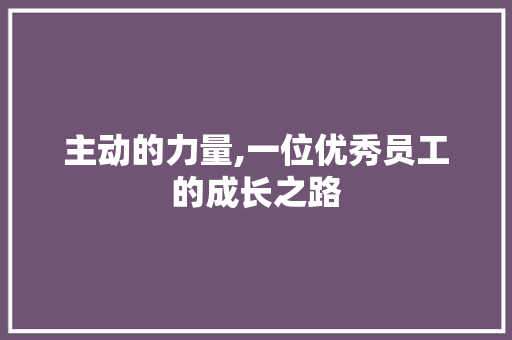 主动的力量,一位优秀员工的成长之路