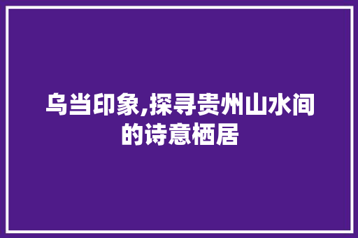 乌当印象,探寻贵州山水间的诗意栖居