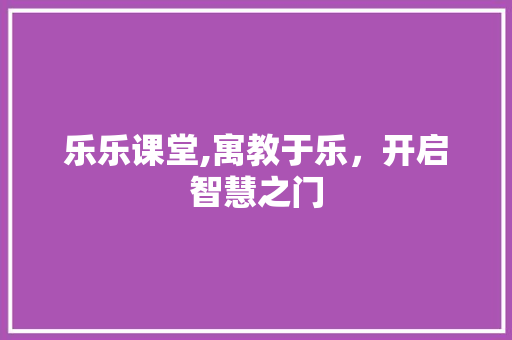 乐乐课堂,寓教于乐，开启智慧之门