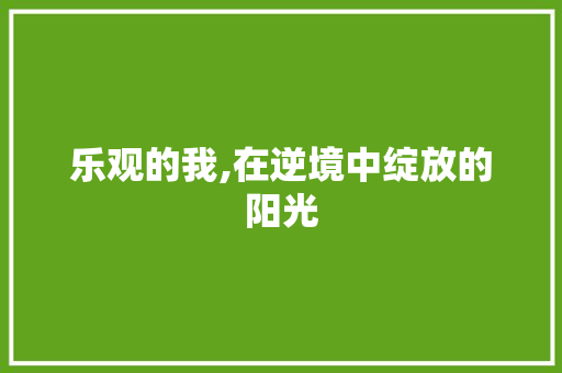 乐观的我,在逆境中绽放的阳光