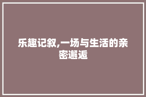 乐趣记叙,一场与生活的亲密邂逅