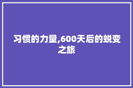 习惯的力量,600天后的蜕变之旅