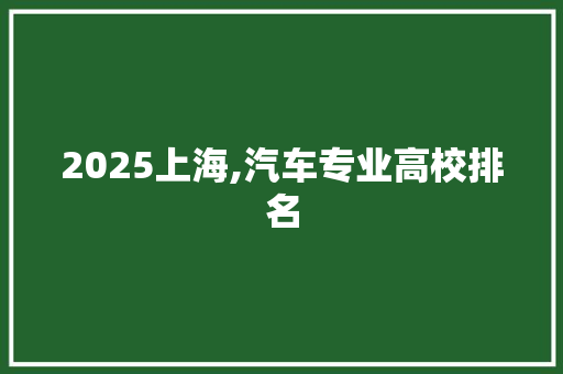 2025上海,汽车专业高校排名 未命名