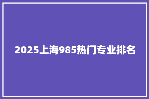 2025上海985热门专业排名 未命名