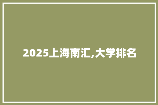 2025上海南汇,大学排名