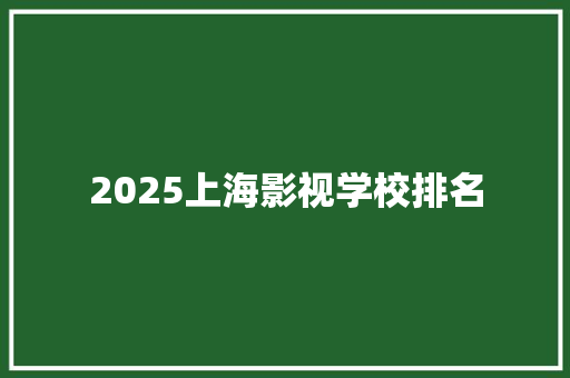 2025上海影视学校排名