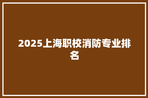 2025上海职校消防专业排名 未命名