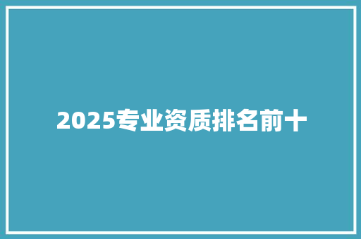 2025专业资质排名前十