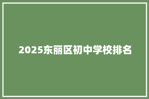 2025东丽区初中学校排名 未命名