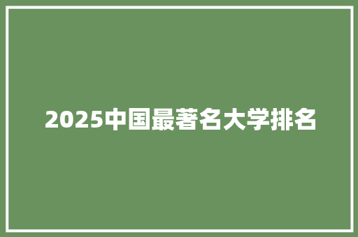 2025中国最著名大学排名