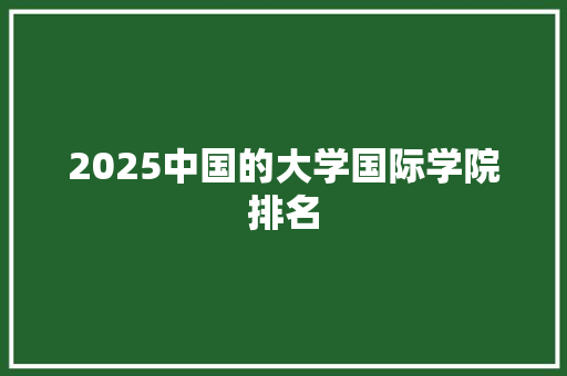 2025中国的大学国际学院排名