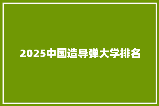 2025中国造导弹大学排名