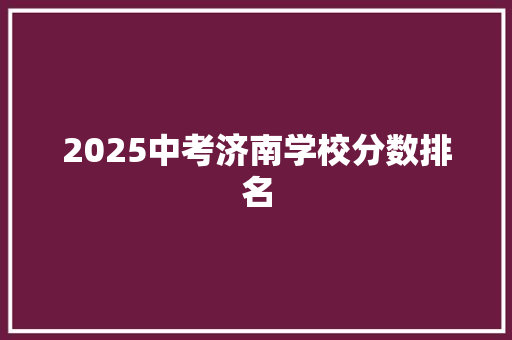 2025中考济南学校分数排名 未命名