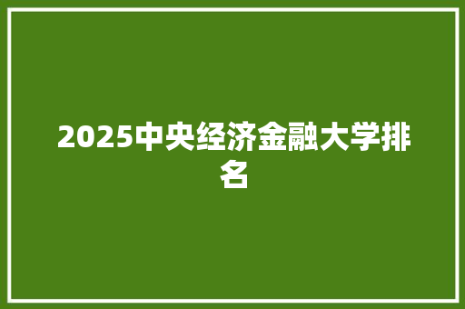 2025中央经济金融大学排名 未命名