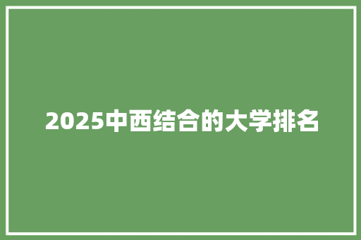 2025中西结合的大学排名