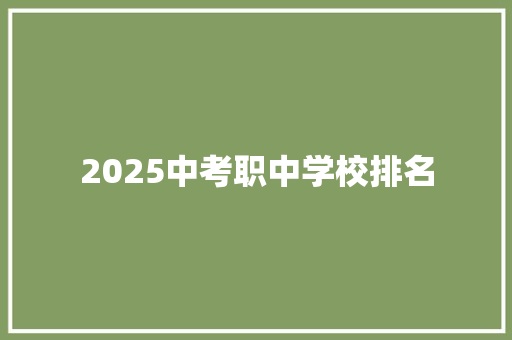 2025中考职中学校排名