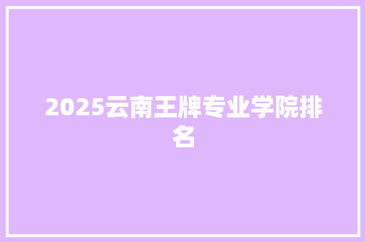 2025云南王牌专业学院排名 未命名