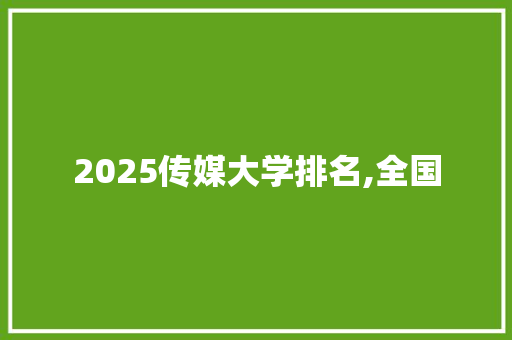 2025传媒大学排名,全国 未命名