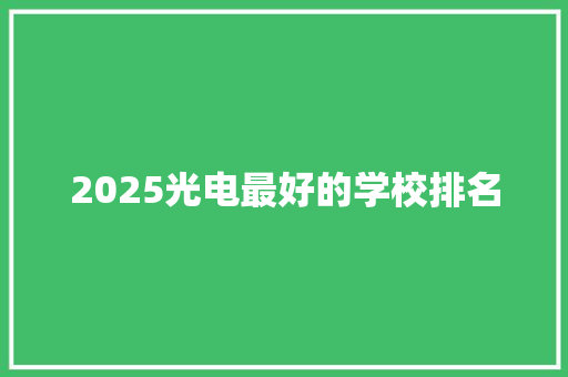 2025光电最好的学校排名