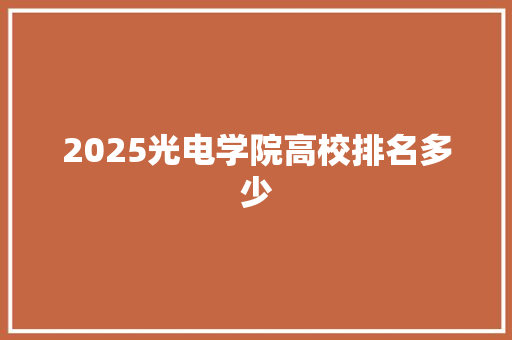 2025光电学院高校排名多少