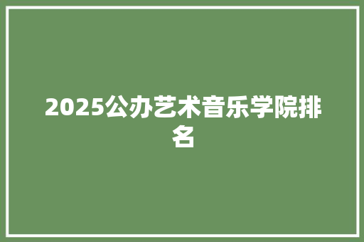 2025公办艺术音乐学院排名 未命名