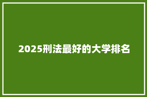 2025刑法最好的大学排名