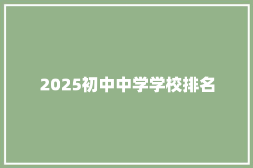 2025初中中学学校排名 未命名