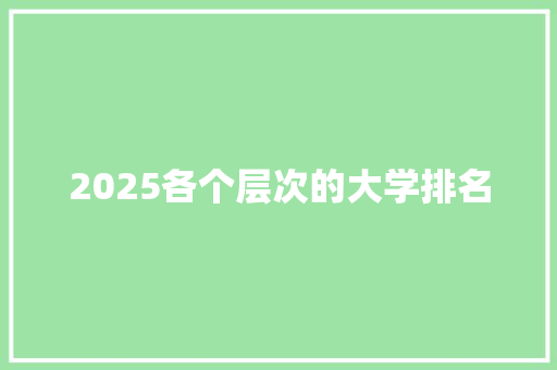 2025各个层次的大学排名 未命名