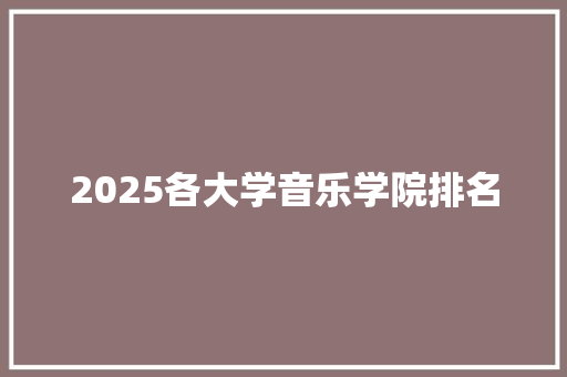 2025各大学音乐学院排名 未命名