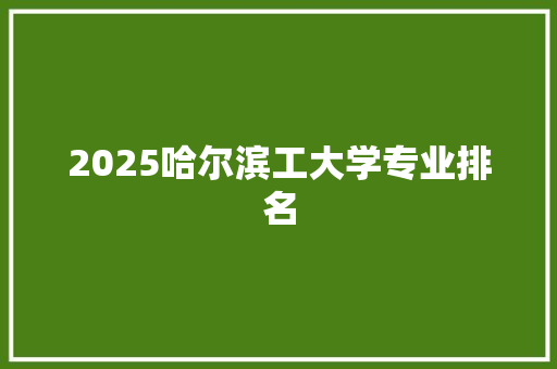 2025哈尔滨工大学专业排名 未命名