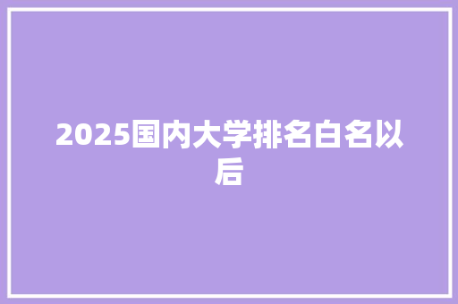 2025国内大学排名白名以后 未命名