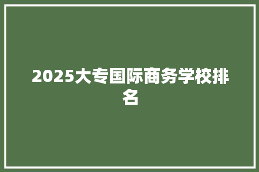 2025大专国际商务学校排名