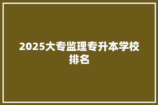 2025大专监理专升本学校排名 未命名