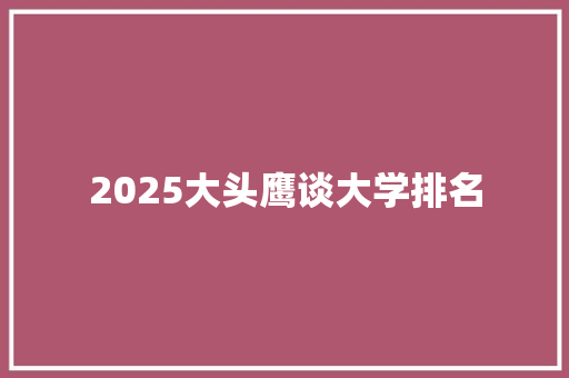 2025大头鹰谈大学排名 未命名