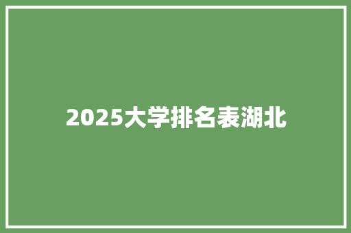 2025大学排名表湖北 未命名