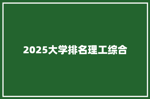 2025大学排名理工综合