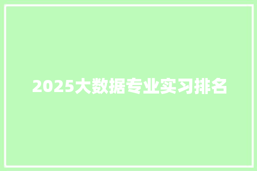 2025大数据专业实习排名 未命名