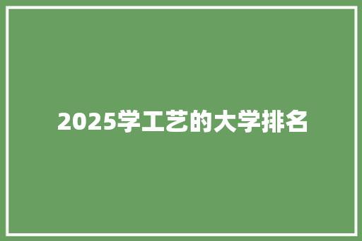 2025学工艺的大学排名