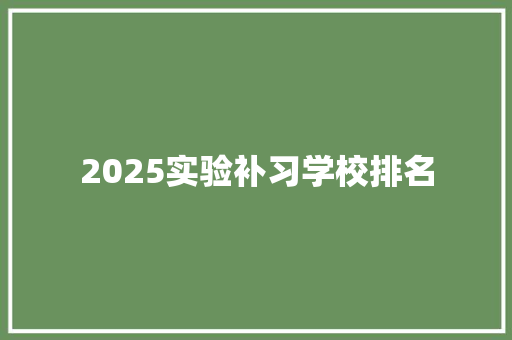 2025实验补习学校排名 未命名