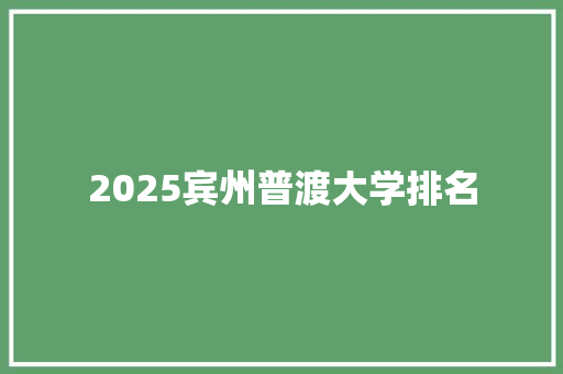 2025宾州普渡大学排名