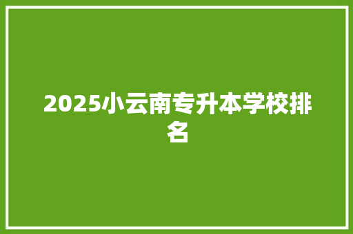 2025小云南专升本学校排名