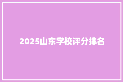 2025山东学校评分排名 未命名