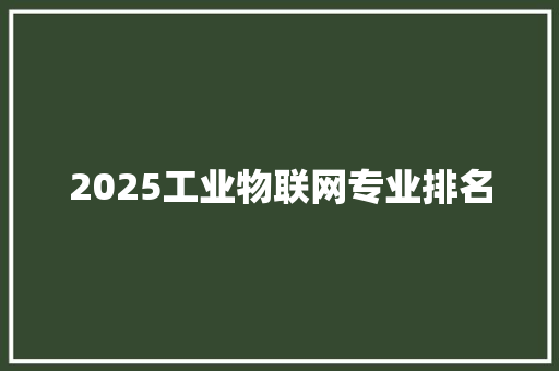 2025工业物联网专业排名 未命名