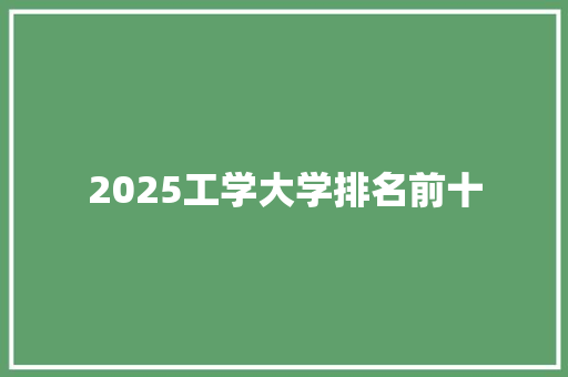 2025工学大学排名前十 未命名