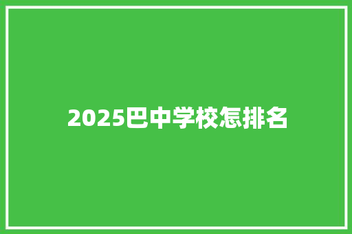 2025巴中学校怎排名 未命名