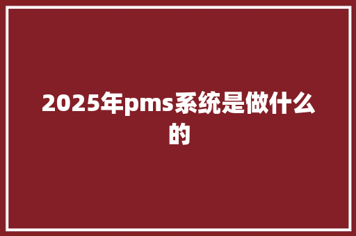 2025年pms系统是做什么的 未命名