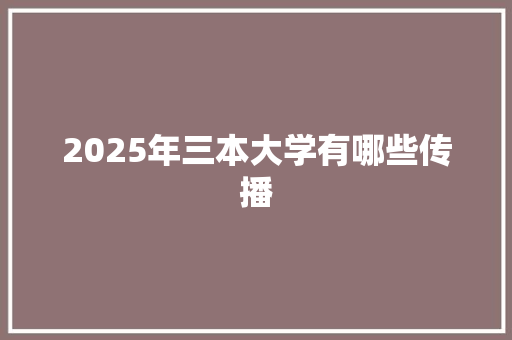 2025年三本大学有哪些传播 未命名